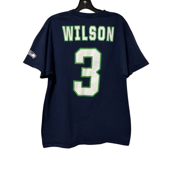 Men’s Russell Wilson Seattle Seahawks NFL T Shirt Size Large Blue Football - Picture 6 of 6